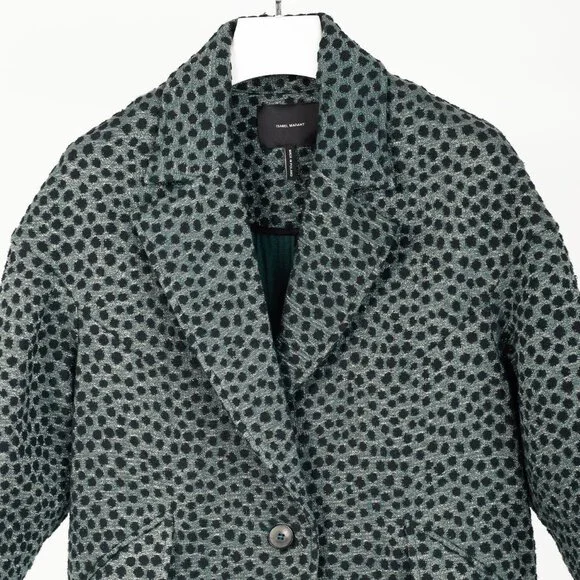 Isabel Marant Albury Teal Metallic Spotted-Jacquard Jacket